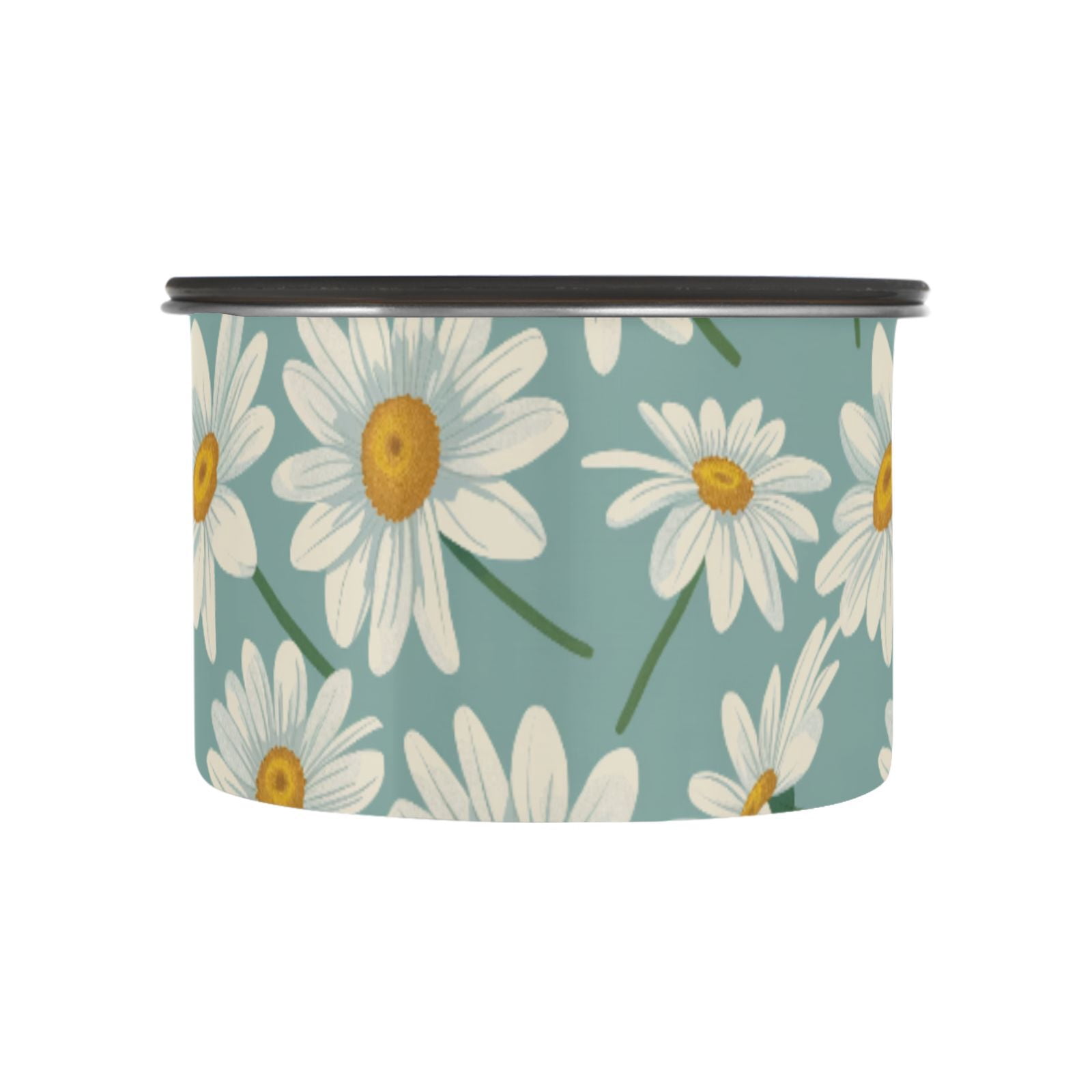 Daisy Flower Airtight Coffee Bean Canister 30oz Food Storage Containers with Lids For Gournd, Tea, Sugar, Flour, Rice, Cereal, Candy Cookie Jar