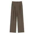 thumbnail image 5 of Pantalones anchos de color liso para mujer - Pantalones de traje de cintura alta con cintura elástica - Mezcla de poliéster y spandex, dos bolsillos, ideales para la oficina y para looks informales, 5 of 5