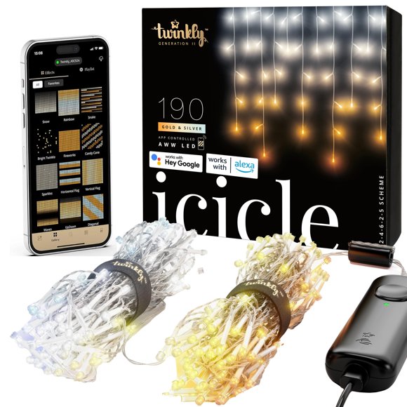 Luces LED en Cascada Icicle Twinkly 190 LEDs Smart App IP44 5.5 m