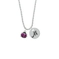 thumbnail image 2 of Delight Jewelry Silvertone Mini Hot Purple Ladybug Silvertone Script Initial Disc - M - Charm Necklace, 20"+3", 2 of 4