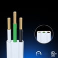 thumbnail image 2 of Maximm 360 Degree Rotating Flat Extension Cord 3 Ft Multi 3 Outlet Power Cord Grounded 16 AWG UL Certified, White, 2 of 9