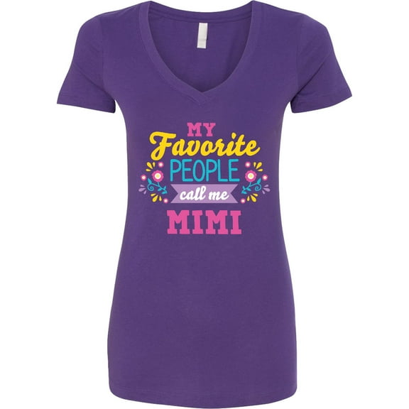 Inktastic My Favorite People Call Me Mimi with Flowers Women's V-Neck T-Shirt