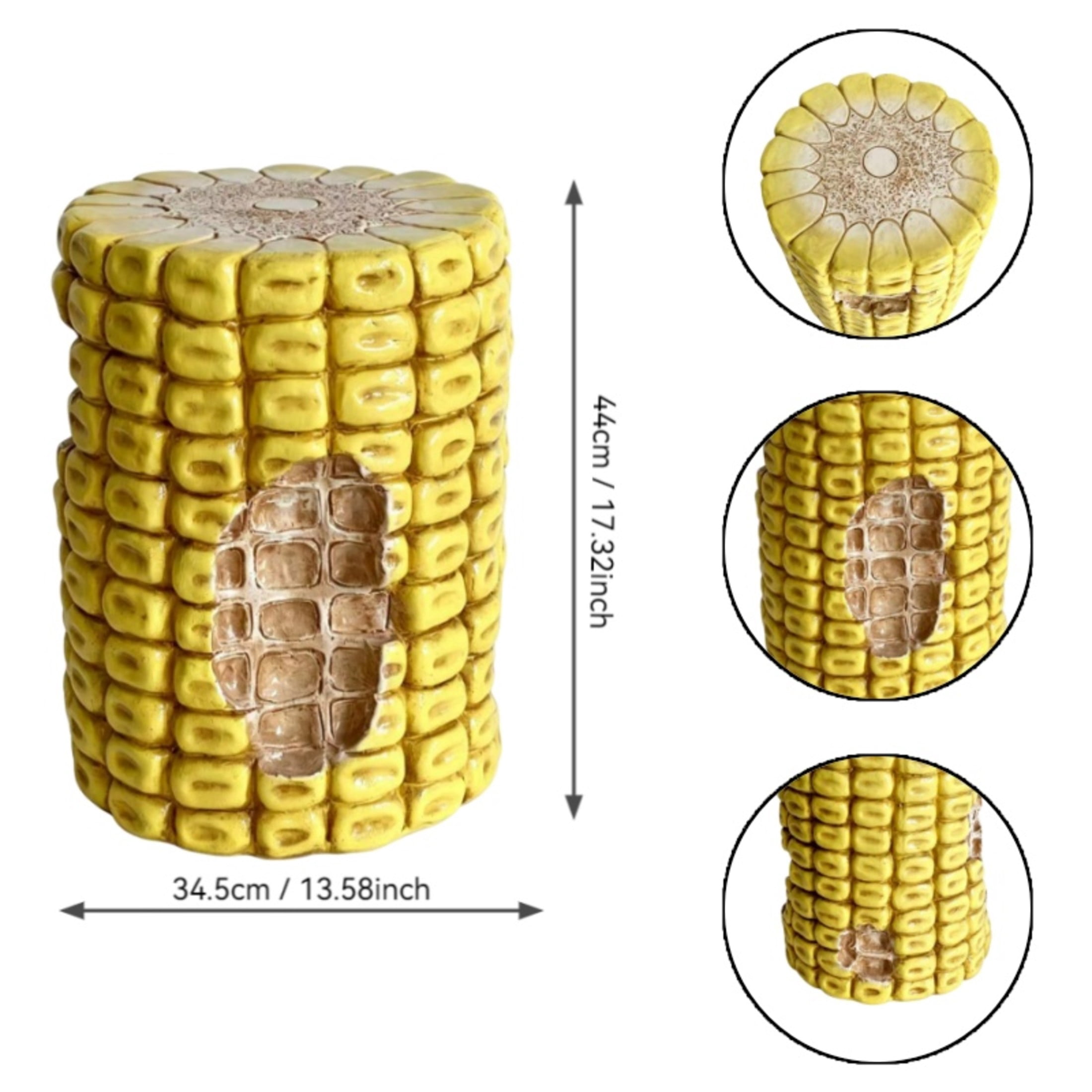 Noble House Novelty Corn Stool, Cute Fairy Decorative Statue, Outdoor Creative Figurine Seat for Patio, Garden, Yellow