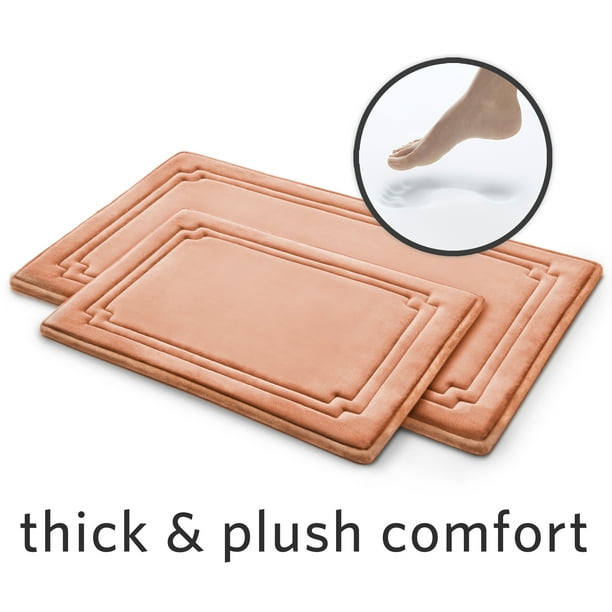 Thick & Plush 2Piece Bath Rug Set, Blush, Charcoal Infused Memory Foam