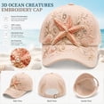 thumbnail image 3 of 3D Ocean Creatures Embroidery Cap，Adjustable Cotton Baseball Cap，Raised Embroidered Sea Animal Hat for Beach Travel, 3 of 4