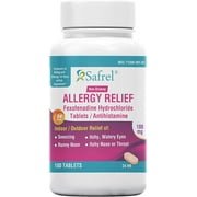Safrel 24 Hour Allergy Relief Medicine (100-Count) | Fexofenadine HCl 180 mg Tablets |Non-Drowsy Antihistamine | For Hay Fever, Itchy Eyes, Nose, Throat |Children and Adults | Compare to Allegra Pills