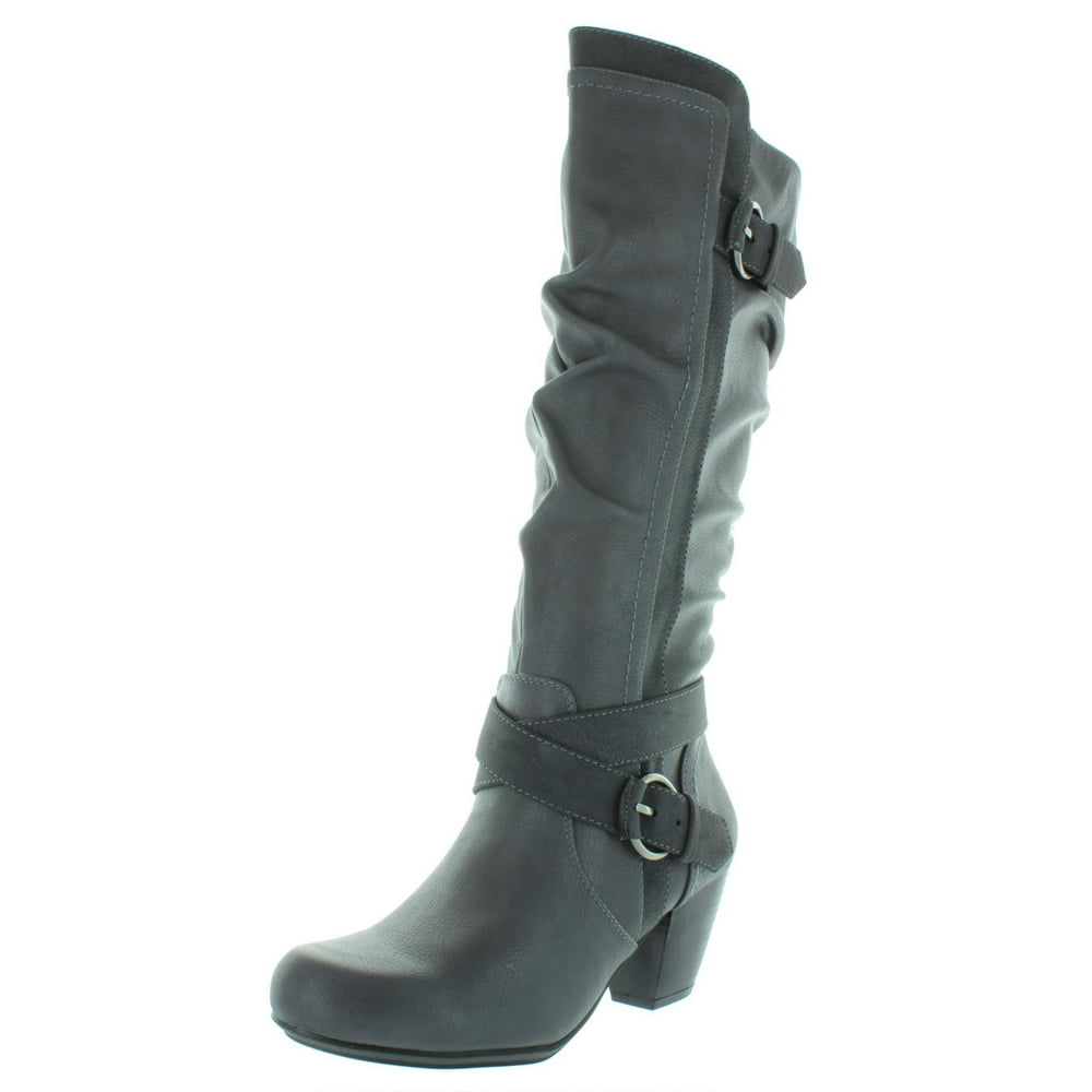 Rialto - Rialto Womens Crystal Wide Calf Mid-Calf Boots Gray 5.5 Medium ...