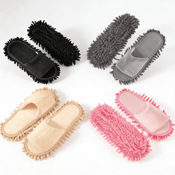 4 Pair Washable Mop Shoes,Removable Microfiber Cleaning Slippers,Mopping Slippers for Women and Men Home Office Floor Dust and Dirt Cleaning
