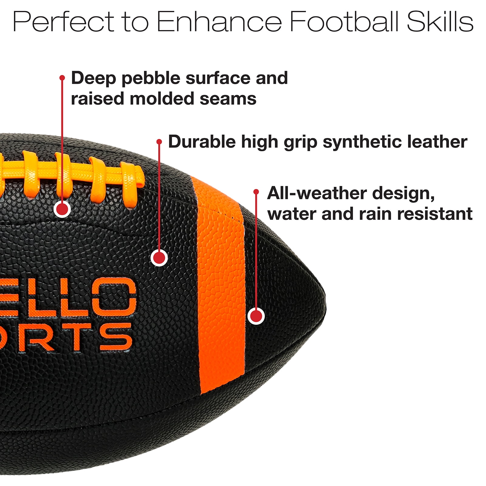 JR Football Assortment w/ Pump (Pack of 2) (Black/Orange & Brown/White, Junior - 10")