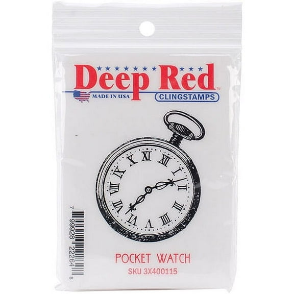 Deep Red Rubber Cling Stamp Pocket Watch Time Piece