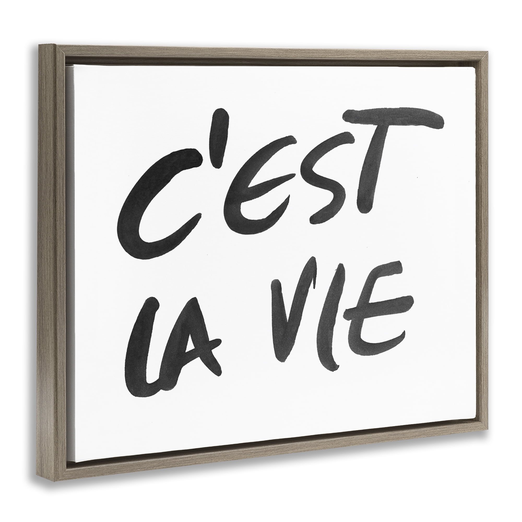 Stupell Industries C'est La Vie Minimal Text Brown Framed Floater Canvas Wall Art, design by SD Graphics Studio