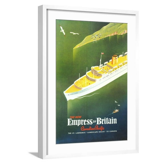Art.com Empress of Britain Travel Poster Art Print, White Frame Wall Art, 21" x 29"