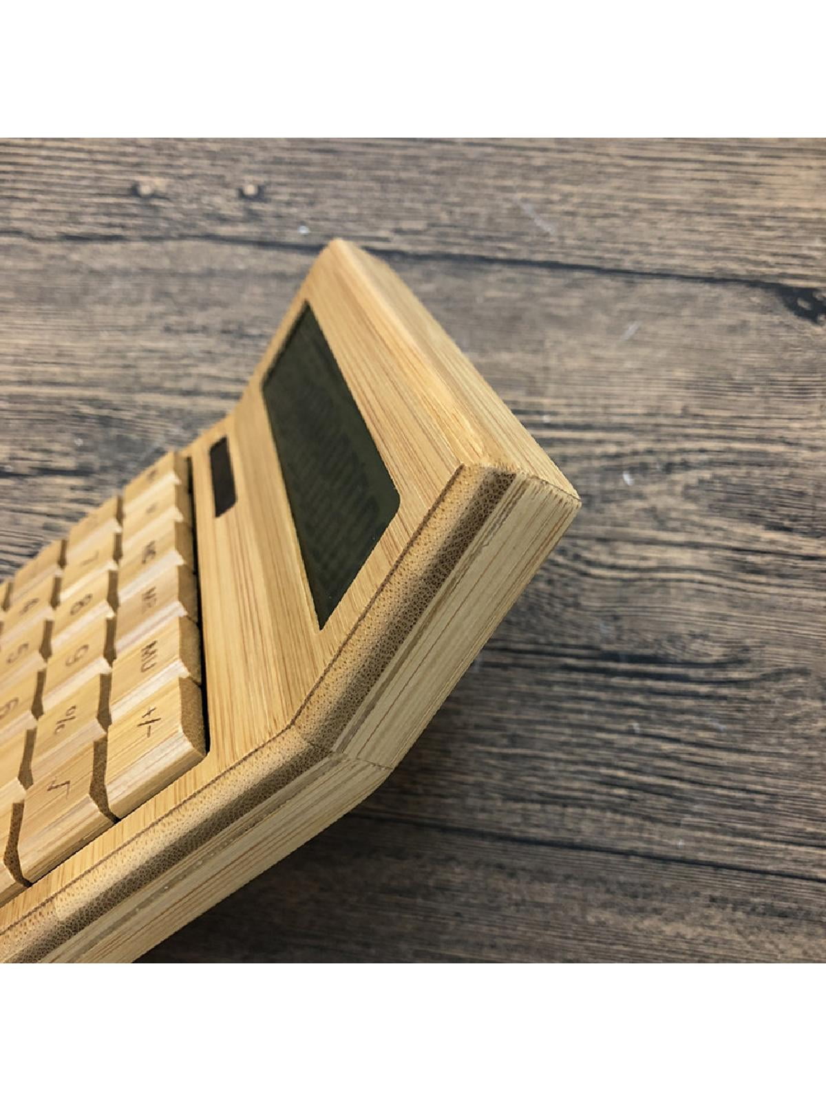 12-digit Functional Desktop Calculator Solar Power Bamboo Calculators