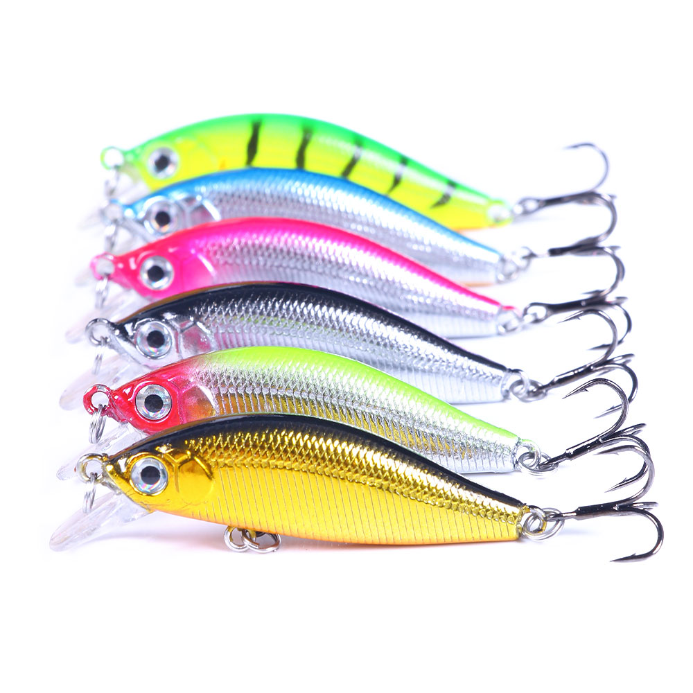 HENGJIA Fishing Lures Hard Bait Minnow VIB Lure with Treble Hook Life-Like Swimbait Fishing Bait Popper Crankbait Sinking Lure for Trout Bass Walleye Redfish, 6PCS