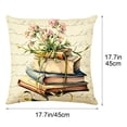 thumbnail image 3 of Linnome Letter Floral Book Pillow Cover 18x18 Inch Soft Breathable Decorative Cushion for Book Nook Reading Corner, 3 of 5
