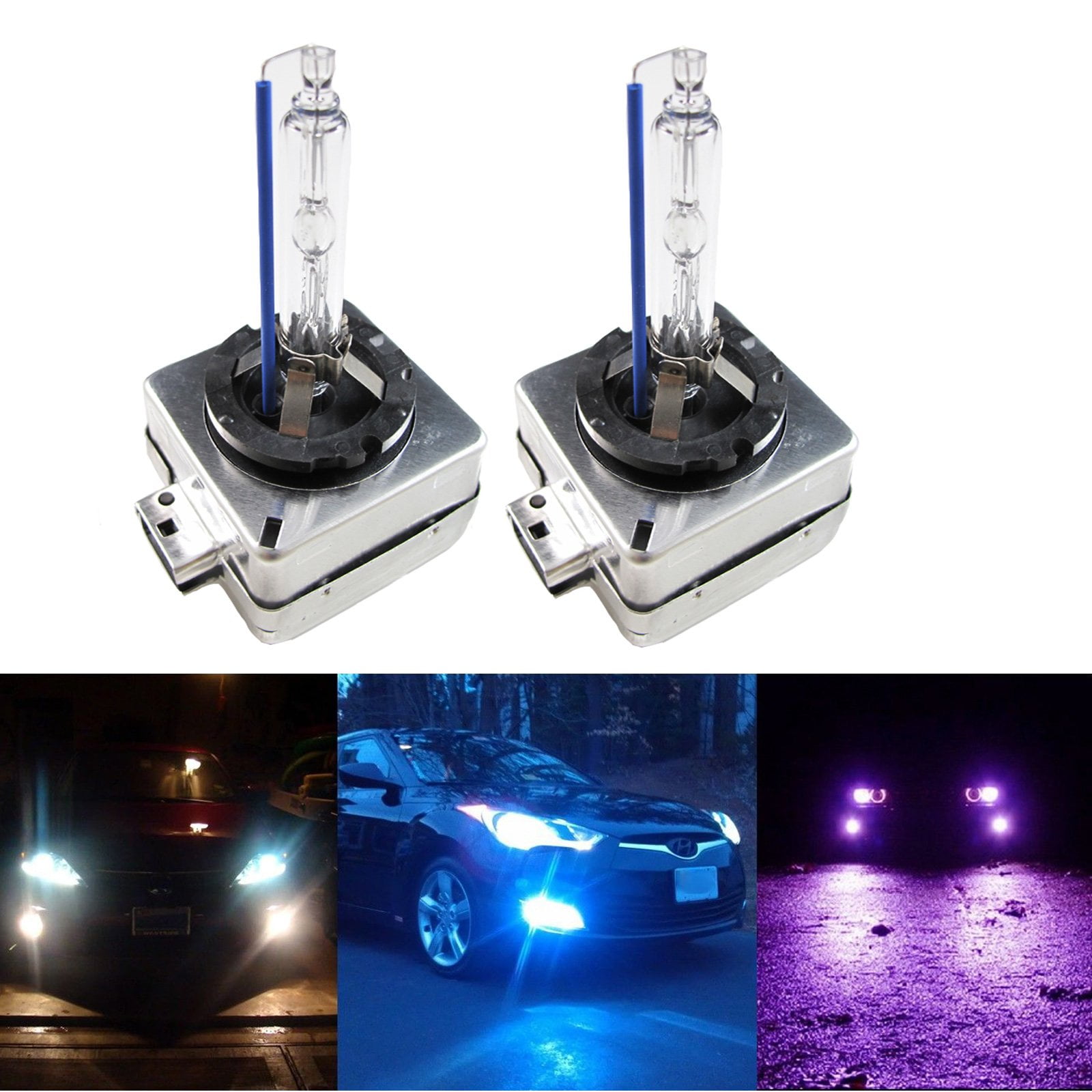 ICBEAMER 10000K D1R D1C D1S Xenon HID Direct Replacement Replace OEM Factory Headlight Low Beam Light Bulbs Color:Blue
