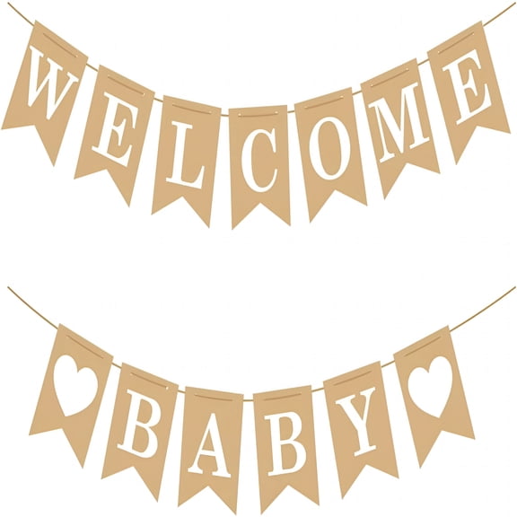 CCOCC Welcome Baby Banner-Rustic Baby Shower Decorations,Gender Neutral Baby Shower Decor,Pre-Strung Shower Sign,Baby Boy Banner for Party Wall Backdrop