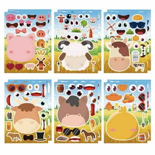 12 Pcs Make A Face Stickers For Kids, 6 Different Animals Designs Stickers  For Kids Birthday Party Favors