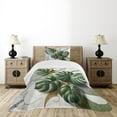 thumbnail image 4 of Ambesonne Monstera Quilted Bedspread Set 2 Pcs, Marble Boho Mid Century, Twin Size, Pale Grey Fern Green, 4 of 5
