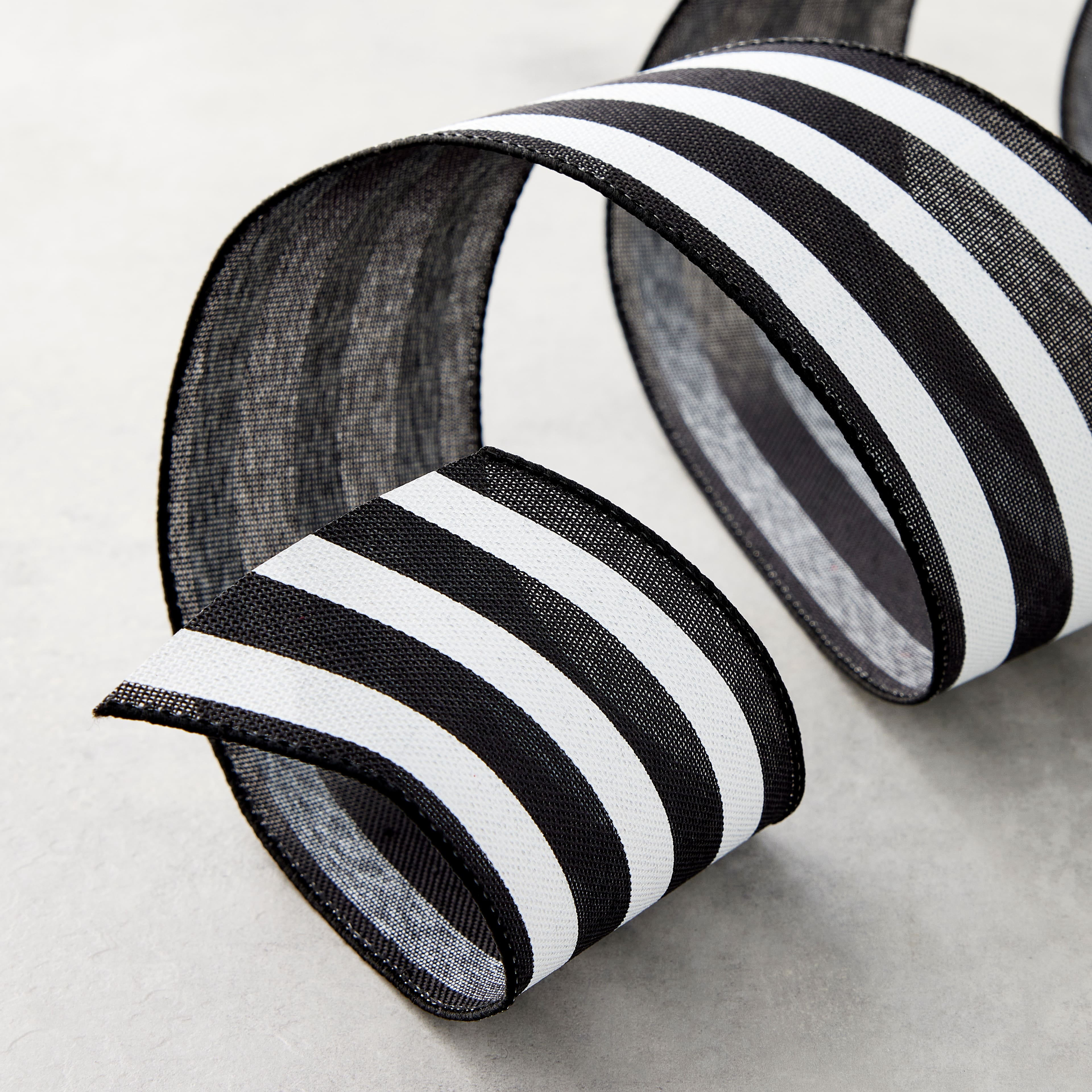 12 Pack: 2.5" x 25ft. Faux Linen Wired Thick Striped Ribbon by Celebrate It Decor