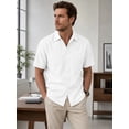 thumbnail image 5 of Oalirro Men's Short Sleeve Casual Button Down Shirt – Lightweight Breathable Cotton, Two Chest Pockets, Classic Collar, Solid White, Regular Fit for Summer Wear, 5 of 11