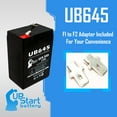 thumbnail image 4 of Compatible Ladd Steritak Nter CRANIAL PRESSURE MO Battery - Replacement UB645 Universal Sealed Lead Acid Battery (6V, 4.5Ah, 4500mAh, F1 Terminal, AGM, SLA) - Includes TWO F1 to F2 Terminal Adapters, 4 of 8