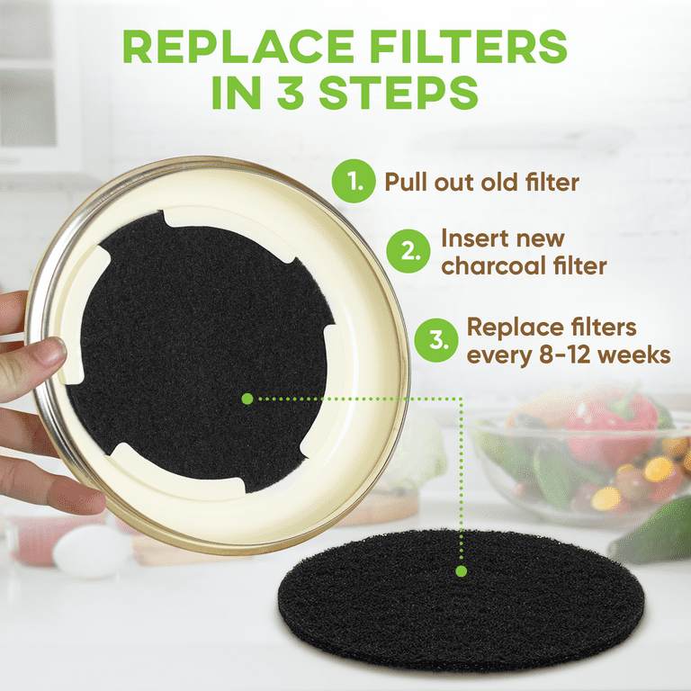 Compost Bin Kitchen Charcoal Filter, 12 Pack Charcoal Filters for Compost  Bucket, Kitchen Compost Bin Countertop Filters, Compost Filters for