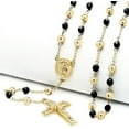 thumbnail image 2 of Rosary 6 mm Black Bead Gold and Silver Tone Guadalupe & Jesus Cross 28" Necklace HR 600, 2 of 3