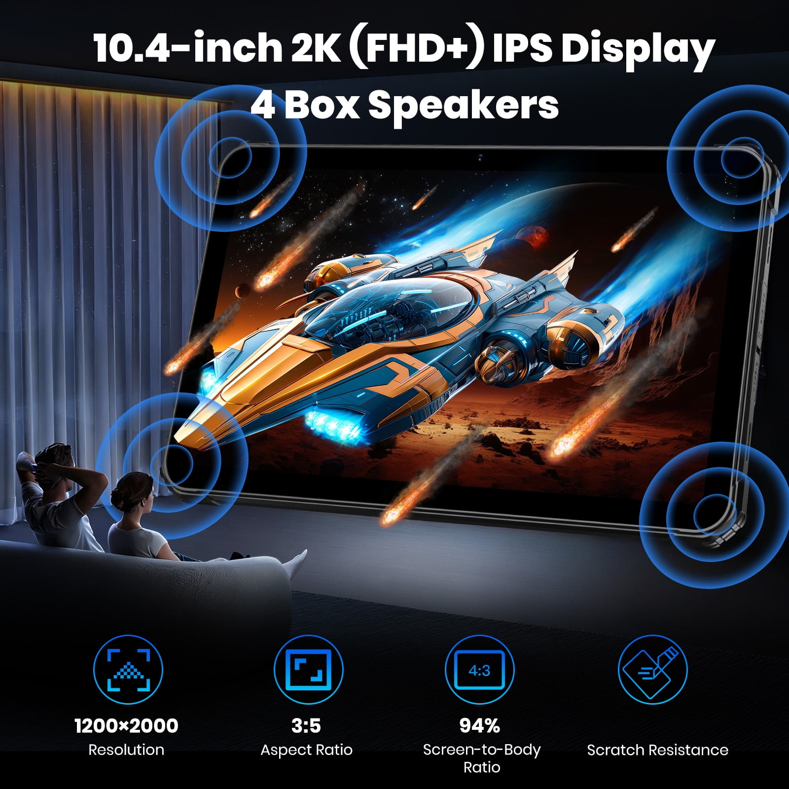 FOSSIBOT Rugged Tablet DT3 10.4 inch,21560mAh,32GB+256GB/2TB,2K IPS Display,Wi-Fi6,IP68,IP69K Waterproof Tablet,5G OutdoorTablet,64+32MP Camera,Face Unlock,OTG, Android 15,66W Rapid Charging