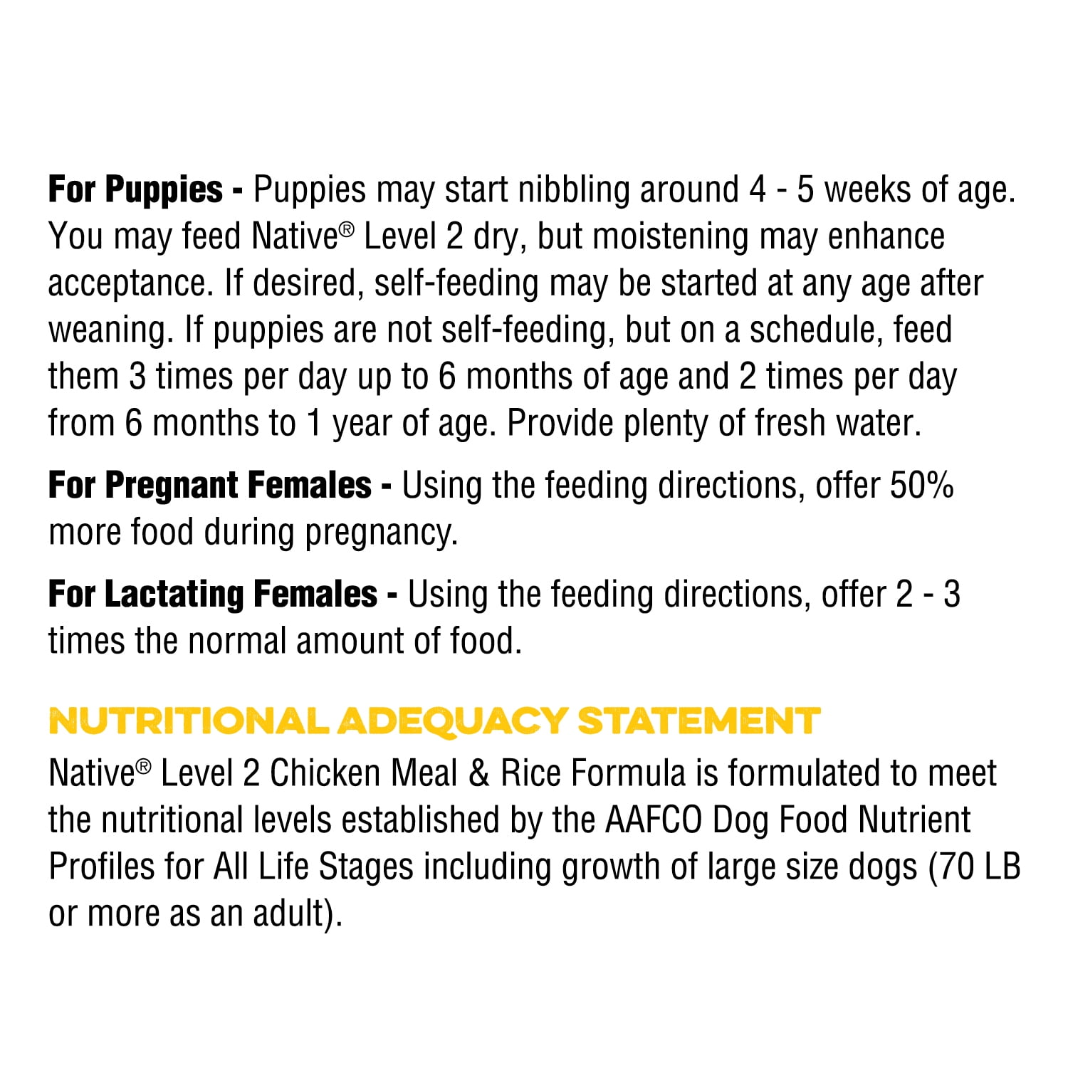 Native Performance Dog Food Level 2 Chicken Meal and Rice Formula 40lbs