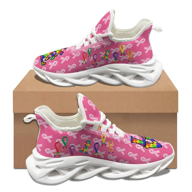 Autism Awareness Pattern Woman Wear-Resistant Lightweight Mesh Shoes Brand Design Comfortable Sneakers Round Toe Tenis Masculino