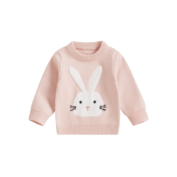 Nygoyerh Toddler Girls Boys Easter Sweaters Bunny Pattern Long Sleeve Crew Neck Ribbed Knit Jumper Tops Infant Clothing 0M 3M 6M 9M 12M 18M 2T 3T