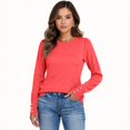 thumbnail image 5 of Fshiont Womens Sweaters Fall Fashion 2025 Long Sleeve Button Cuff Soft Knit Pullover Trendy Tops Dressy Casual Blouses Watermelon Red 2XL, 5 of 5