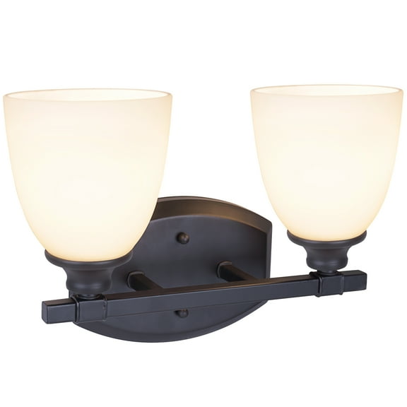 Aspen Creative 62211, Two-Light Metal Bathroom Vanity Wall Light Fixture, 14" Wide, Transitional Design in Oil Rubbed Bronze