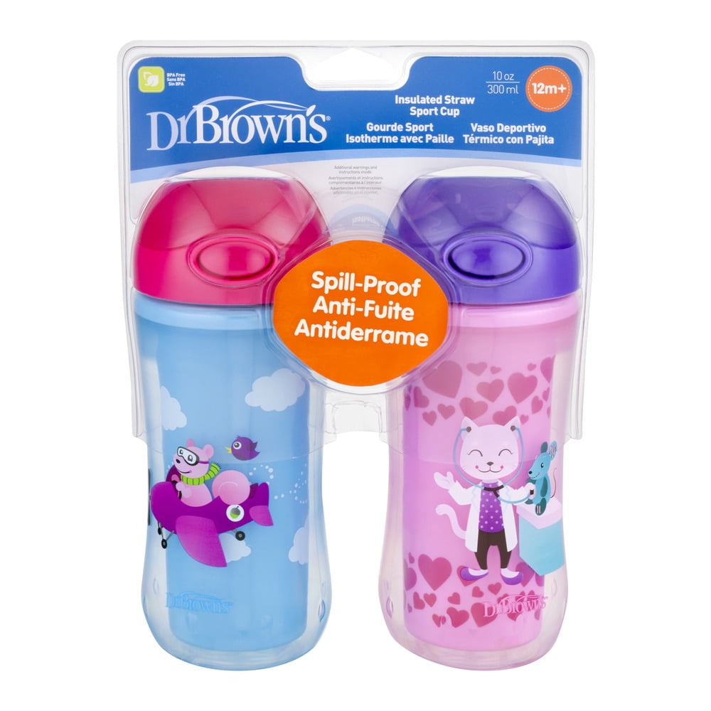 Dr. Brown's Insulated Straw Cup, 10 oz (12m+), Pretend Play 2 pack