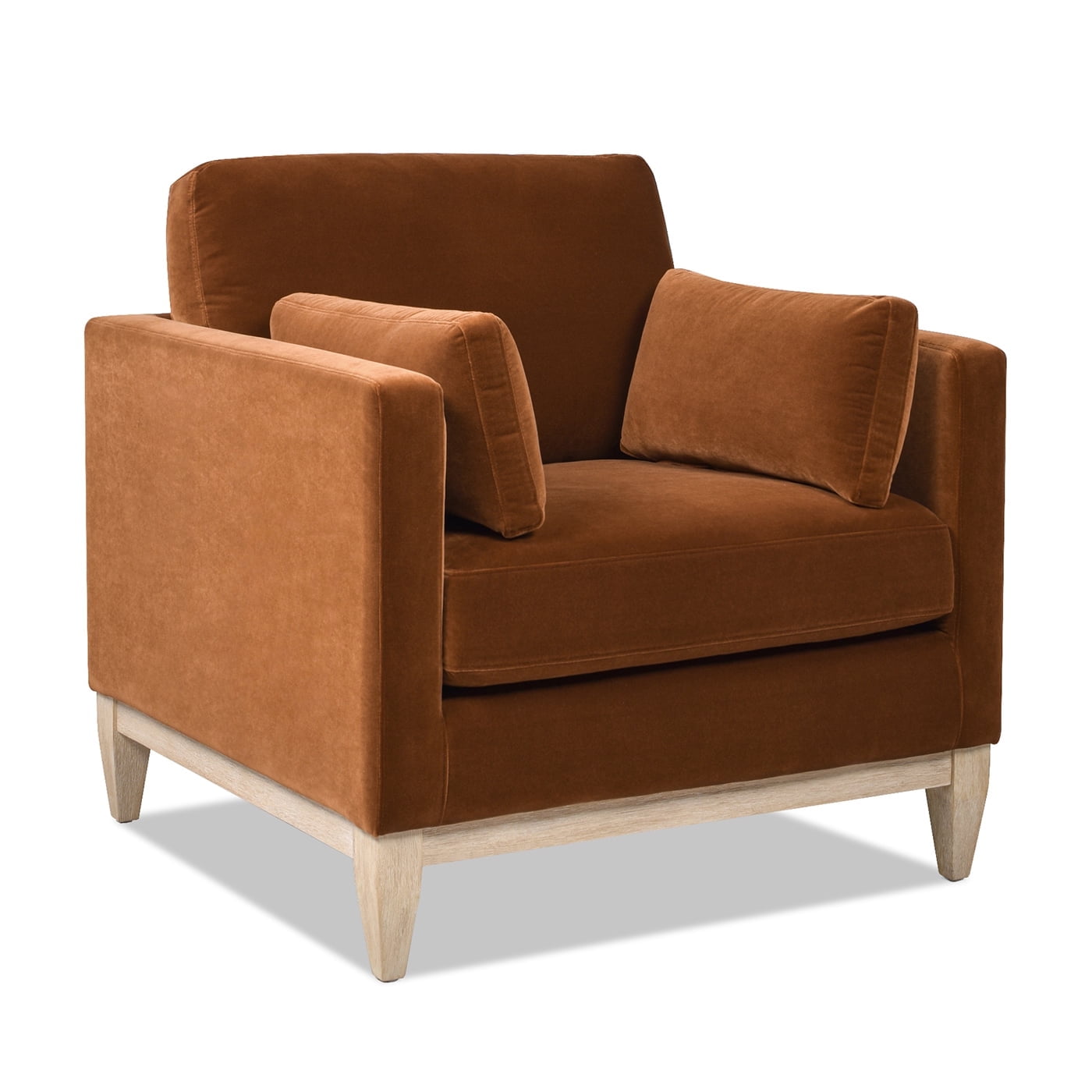 Jennifer Taylor Home Knox 36" Modern Farmhouse Performance Velvet Large Living Room Accent Arm Chair in Burnt Orange