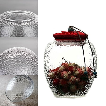 HEMOTON  Glass Jar Tea Fruit Food Storage Containers Keeper Tag Office Red