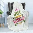 thumbnail image 4 of Joy Soft Flannel Fleece Blanket, Joy to World Lettering with Geometrical Lines Swirls and Curlicues Pattern Xmas Theme, Cozy Plush for Indoor and Outdoor Use, 50" x 60", Multicolor, by Ambesonne, 4 of 5