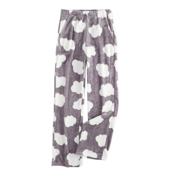 Xyxonk Women Pajamas Fuzzy Pajama Pants Fluffy Fleece Cozy Long Pant with Pockets Winter Comfy Pajamas Bottom Warm Elastic Waist Sleep Pants