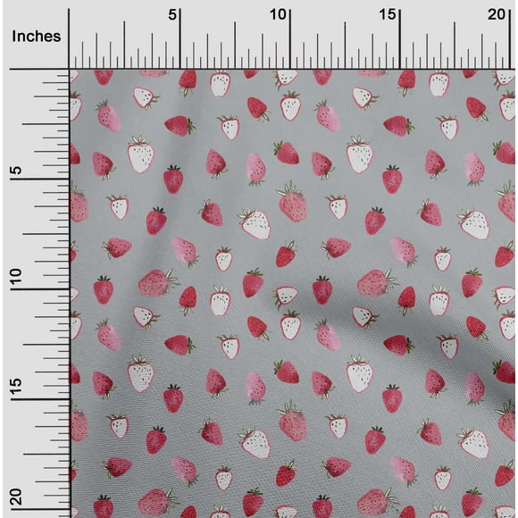 oneOone Viscose Jersey Light Gray Fabric Strawberry Fruits Quilting Supplies Print Sewing Fabric By The Yard 60 Inch Wide