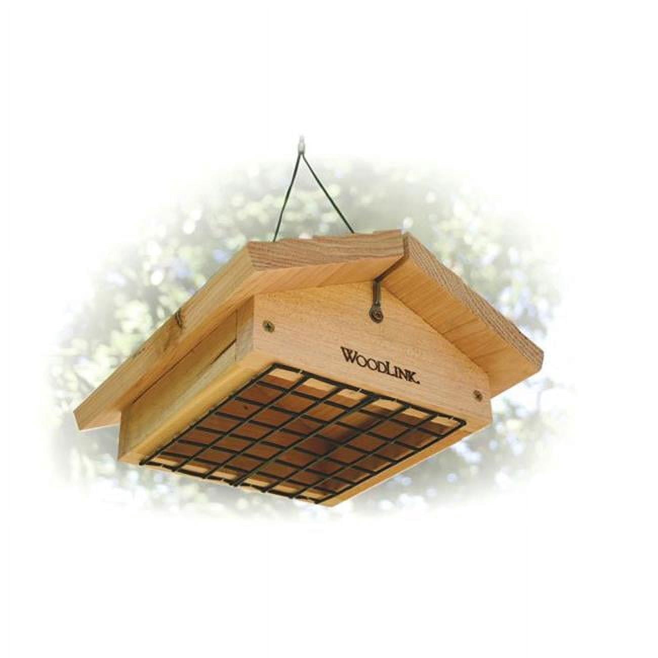 Woodlink Cedar Suet Feeder for Birds, Hanging Cedar Bird Feeder, Holds 2 Suet Cakes