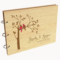 Darling Souvenir Personalized Engraved Laser Cut Wedding Guest Book Wooden Cover Sign-in Book Registry Guestbook Scrapbook-1S