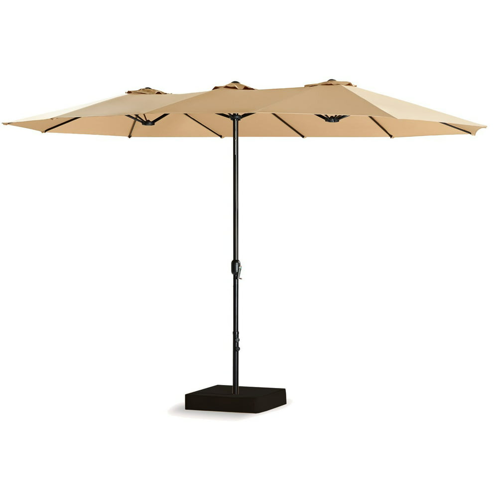 15 Ft Double Sided Outdoor Market Umbrella 12 Ribs Crank System 100