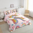 thumbnail image 3 of Manfei Girl Personalized Gifts Queen Comforter Set,Rainbow Letter R Bedding Sets,Cute Bowknot Loves Print Bedding Comforter Set For Princess,Lightweight Room Decoration Reversible,3pcs, 3 of 8