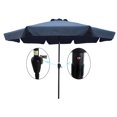 thumbnail image 2 of 10ft Heavy-Duty Round Outdoor Market Patio Umbrella w/Steel Pole, Push Button Tilt, Easy Crank Lift - Dark Gray, 2 of 4