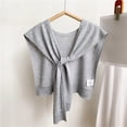 thumbnail image 2 of HAPIMO Women's Knitted Outwear Shawl Winter V Neck Blouse Girls Solid Color Tees Fashion False Collar Decorative Fashion Scarf Playwear Bandage Shirts Spring Gray, 2 of 2