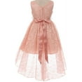 thumbnail image 2 of Little Girls Floral Lace High Low Rhinestones Special Occasion Flower Girl Dress Ivory 6 (M3B6K0CB), 2 of 3
