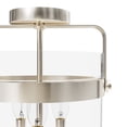 thumbnail image 3 of Hunter - Karloff 3-light Brushed Nickel, Medium Size Flush Mount Light, Dimmable, Casual Style, Urn Shaped, for Bedrooms, Dining, Living Rooms - 19836, 3 of 5