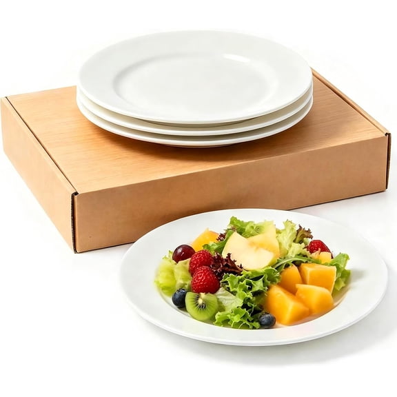 Appetizer Plates Set of 4, Small Ceramic White Dessert Plate, 5 Inch Small Plates Ceramic for Cake, Bread, Snack Sauce, Salad, Microwave and Dishwasher Safe (5 inch, 4 pack)