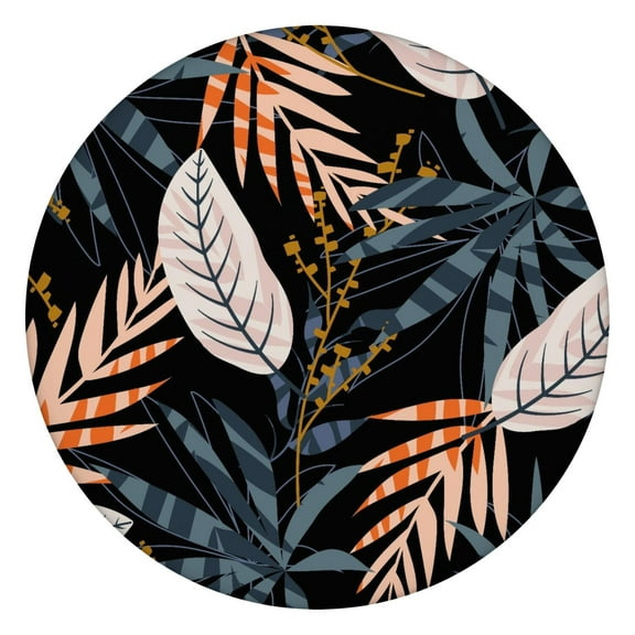 Elastic Table Cover Round Tablecloth with Vibrant Hawaiian and Botanical Prints, Waterproof, Stain-Resistant, Fits 44-50 Inch Tables for Patio, Party, Camping